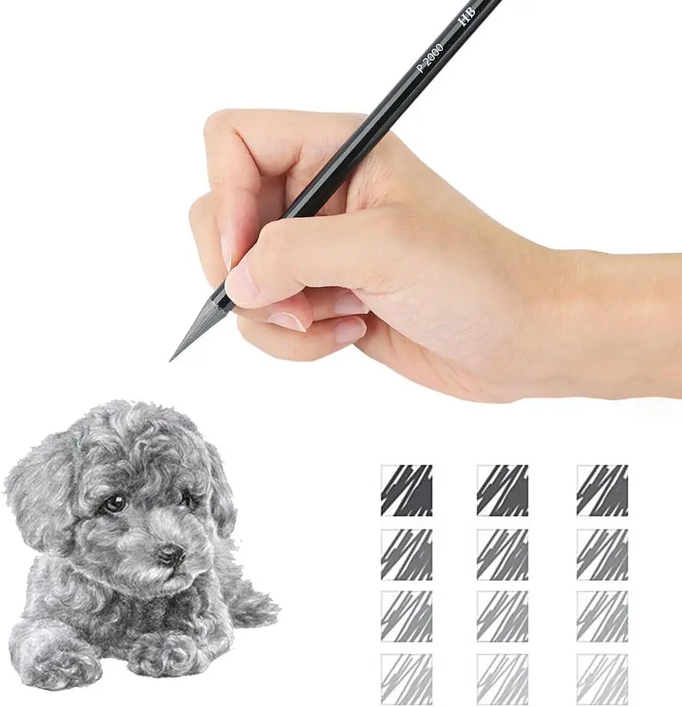 Custom Wholesale Woodless Graphite Pencil Set,HB 2B 4B 6B Art Drawing Shading For Art 11.5CM Length Sketching Pencil  Black