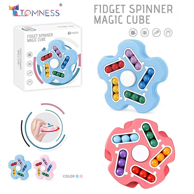Finger Spinning Toys Magic Bean Five-Color Puzzle Double-Sided Fingertip Gyro 2 in 1 Rotating Magic Bean puzzle toys