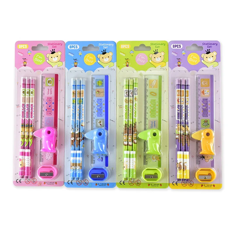 Promotional school gifts customized kids stationery set with pencil