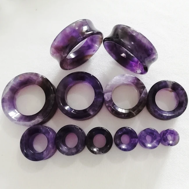 [SE-TP224] Natural Stone Hollow Concave Tunnels Ear Plugs Body Piercing Jewelry High Quality Double Flared Wholesale Hot Sales