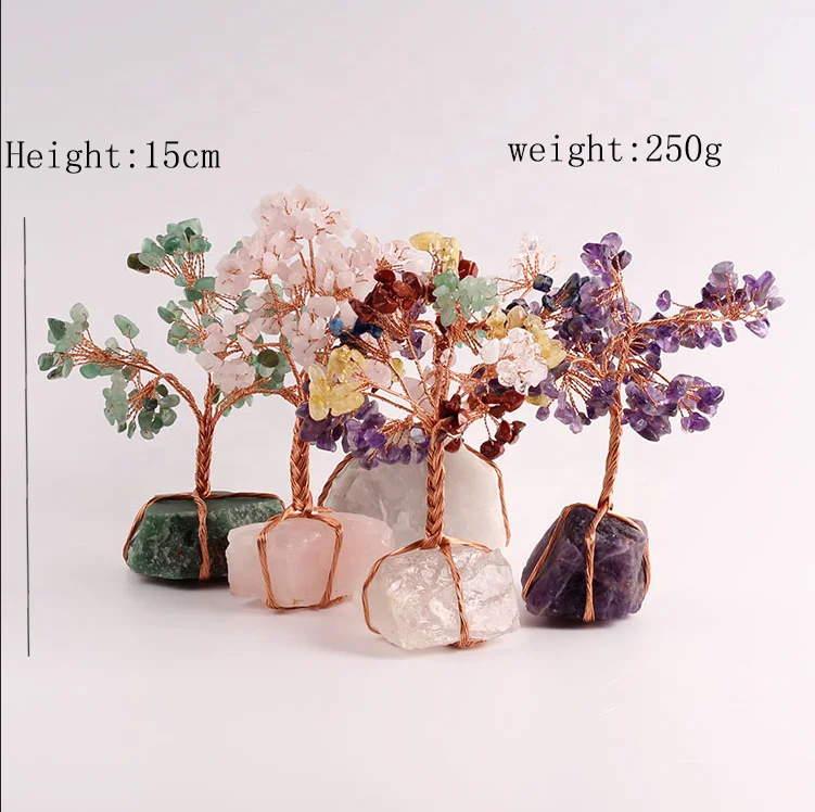 
Feng Shui Healing Gemstone Natural Crystal Money Lucky Fortune Tree for Home Decoration Gift 
