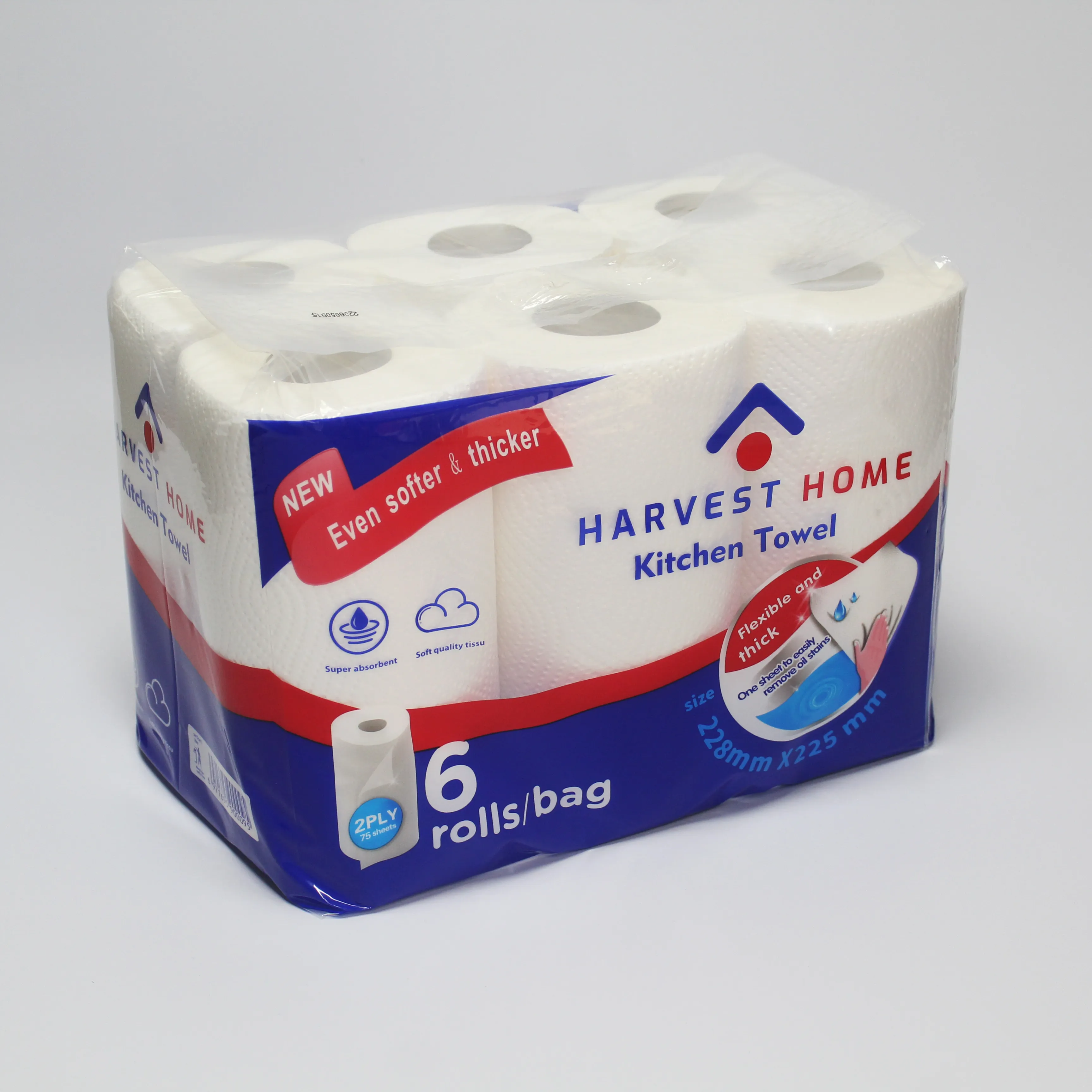 Cleaning Kitchen Roll Paper Towel Big Roll Lazy Clean Rag with Kitchen Disposable Wave Ome 100 Virgin Pulp 1ply 1000g Bag Custom