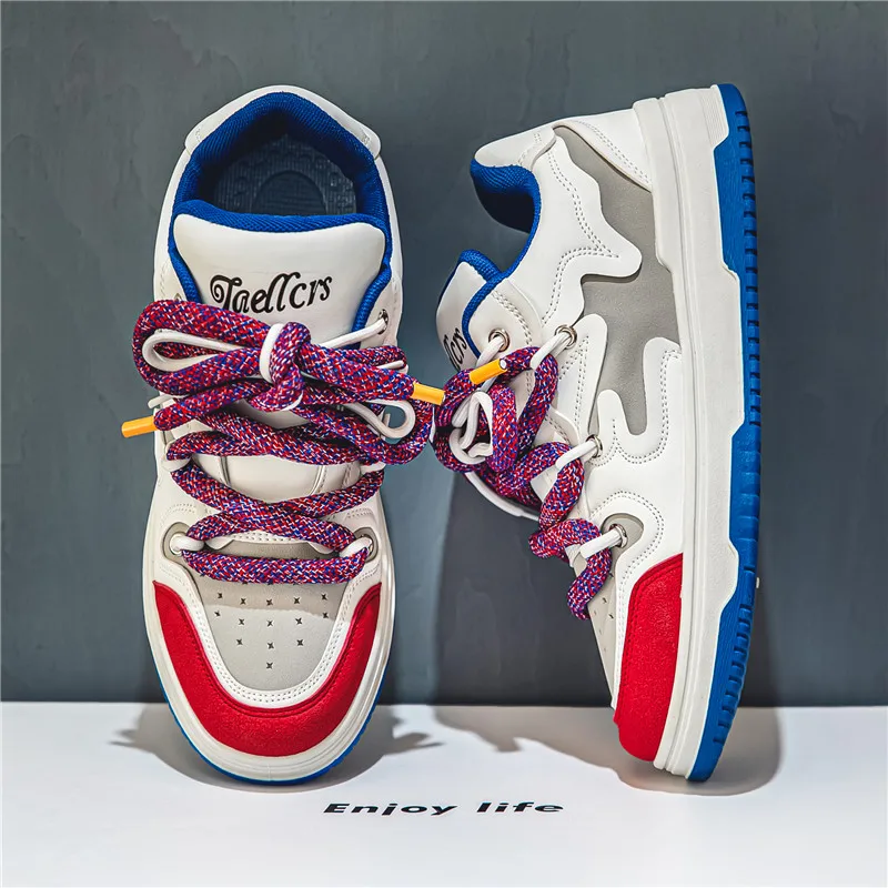 OEM ODM New Style Fashion Couple Platform Men Custom Logo Big String Designer Walking Skateboard Sneakers Casual Shoes