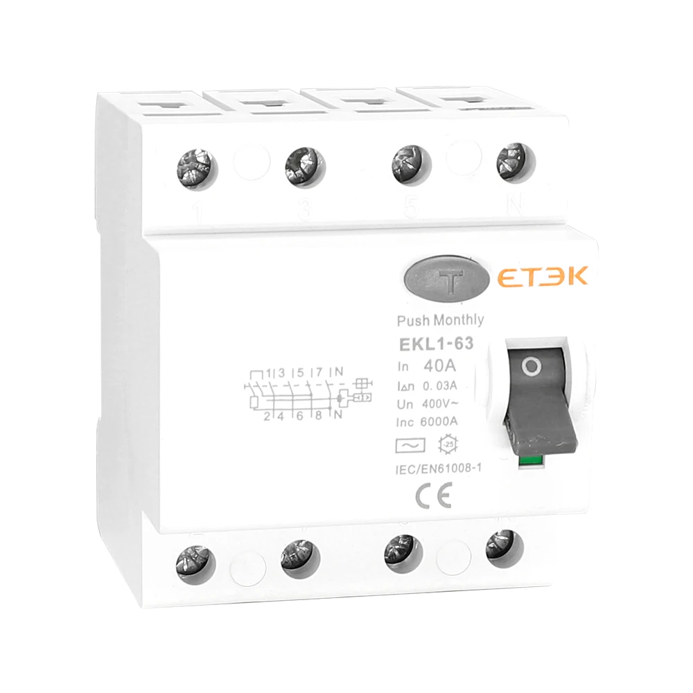 ETEK EKL1-63 6KA 1P+N High Quality  Residual Current Breaker 16A RCCB with TUV CB test report CE Approval