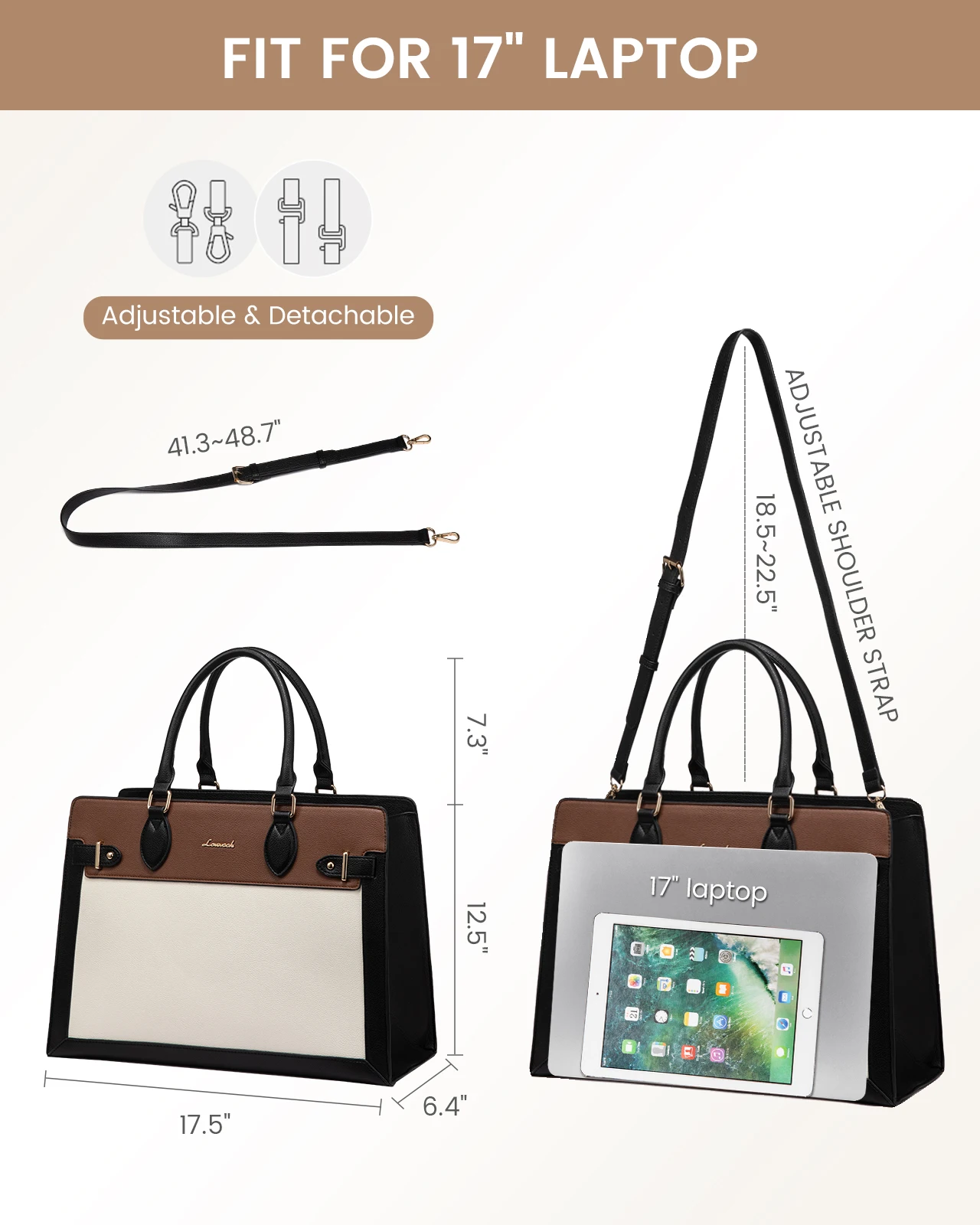 LOVEVOOK wholesale custom Work Business Briefcase for women office travel purses and handbags ladies 15.6 17in laptop tote bags