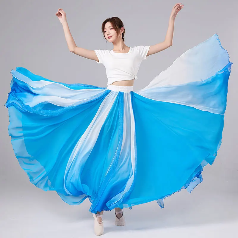 Women Lyrical Dance Skirt Long Ballet Wrap Skirt Flowy Maxi Skirts