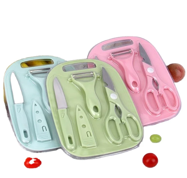 Новый стиль универсальный нож для чистки фруктов кухонные ножницы еды Овощечистка шеф-повара набор кухонных ножей из нержавеющей стали пластиковая разделочная