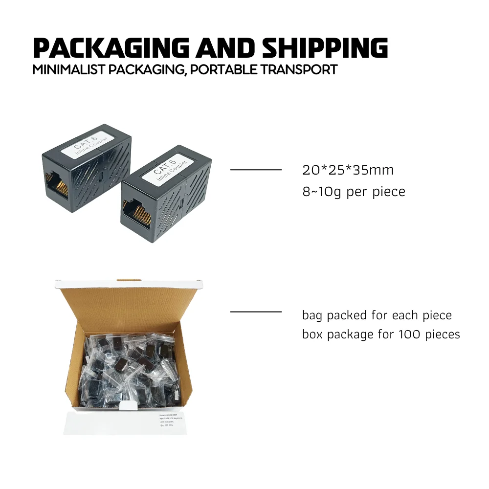 1pc CAT6 INLINE COUPLER RJ45 Coupler ethernet cable coupler LAN connector inline Cat6A/Cat5e Ethernet Cable Extender Adapter