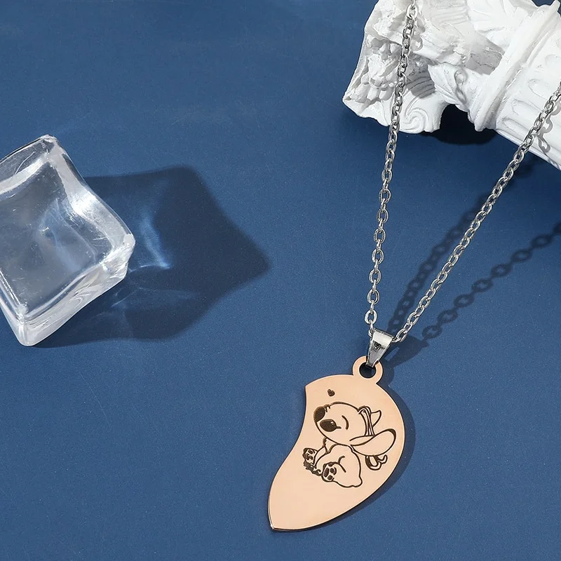 Necklace Stainless Steel Magnetic Attraction Cute Figure Stitch Heart Pendant Neck Chain Lovers Jewelry best friends necklace