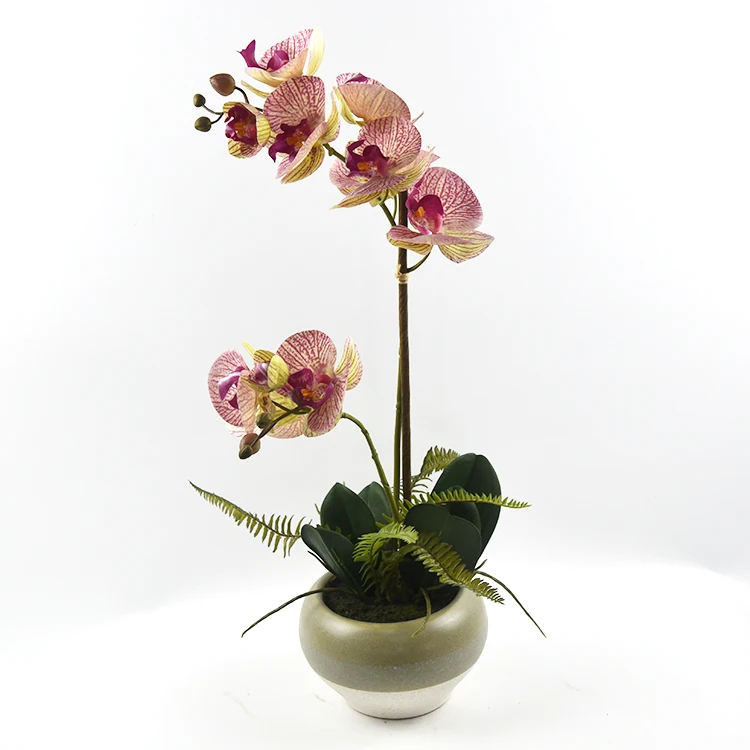 Hot sale home decor phalaenopsis artificial pink orchid flower bonsai