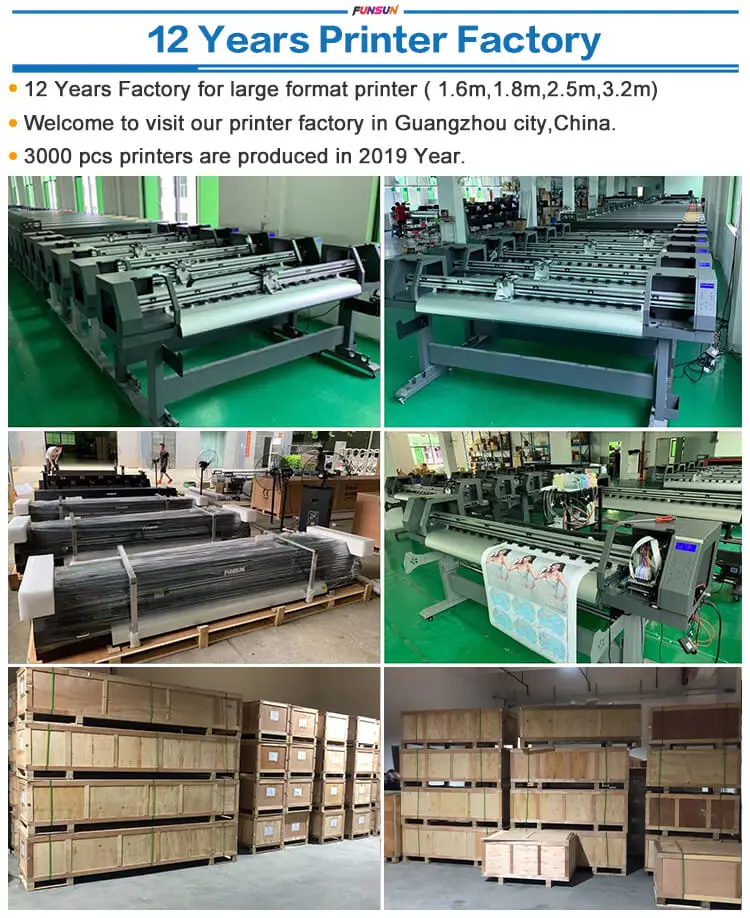 Funsun XP600 Inkjet Printer 1.6m 1.8m 3.2m China Plotter Large Format Poster Canvas Vinyl Wrap Eco Solvent Printer