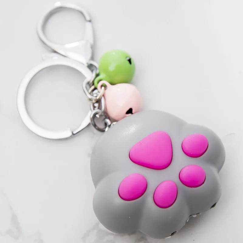 Cartoon Cute Keychain Cat Paw Feet Key Chain Sound Light LED Flashlight Key Ring Holder Figure Pendant keychain