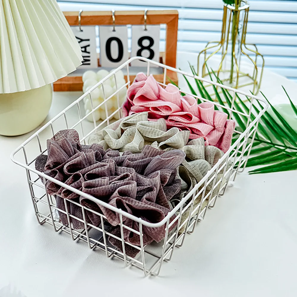 Soft Loofah and Washcloth 2 in 1 Bath Loofah Sponge Bath Ball Towel with Drawstring Shower Sponge for Body