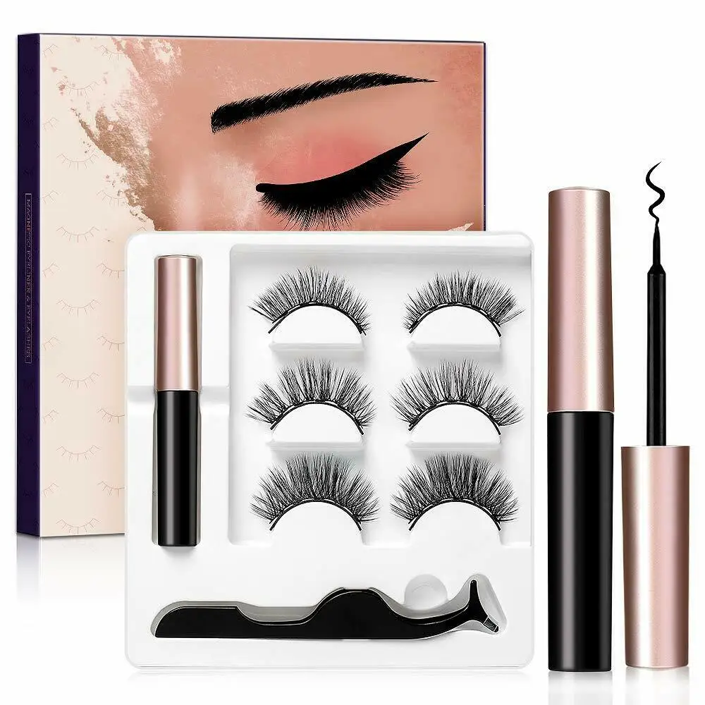 Wholesale Magnetic 3D Eyelashes Faux Cils Magnetique Eyelashes and Eyeliner Set Magnetic lash Kit Set