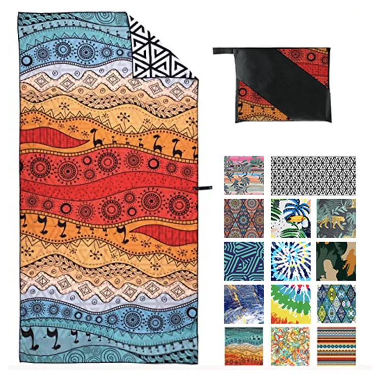  XIAOAO recycled microfiber waffle fabric Australia tesalate beach towel printed custom design double