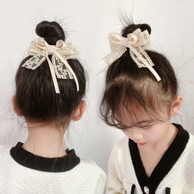 new 10 Pcs/Set Children Cute Colors Flower Bow Scrunchies Rubber Band Girls Sweet Soft Elastic Hair Ties Kids Hair Accessories