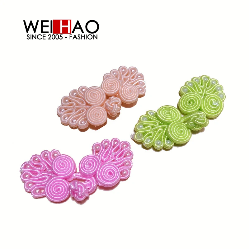 Handmade Red Leaf Shape Chinese Dress Frog Closure Knot Button Fastener  chinese knot cufflink with bead