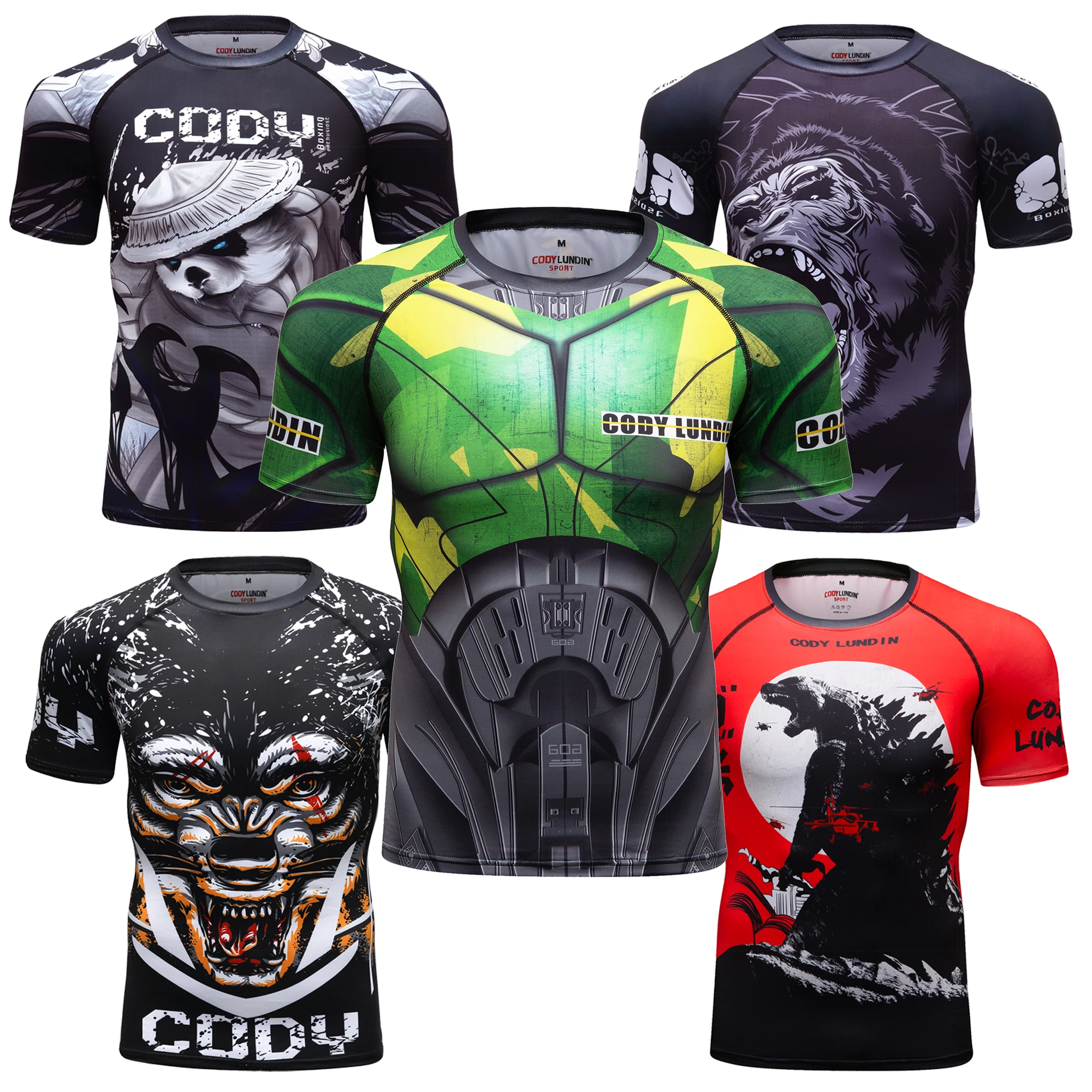 Wholesale Custom Printed Sport Clothes Men Full Sublimation Printing MMA Rash Guard Short Sleeve UV Protection Diving Swim Shirt