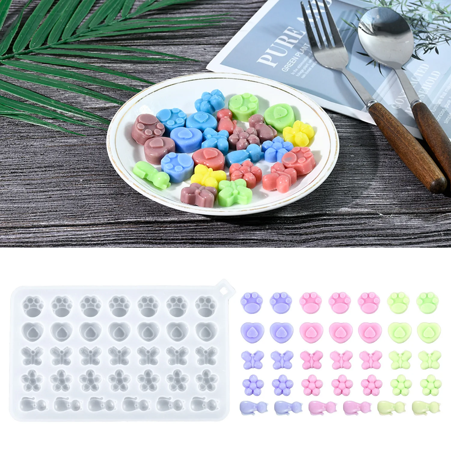 diy butterfly Cat Paw baking mold Candy chocolate full plate mold high temperature resistant kneading mold