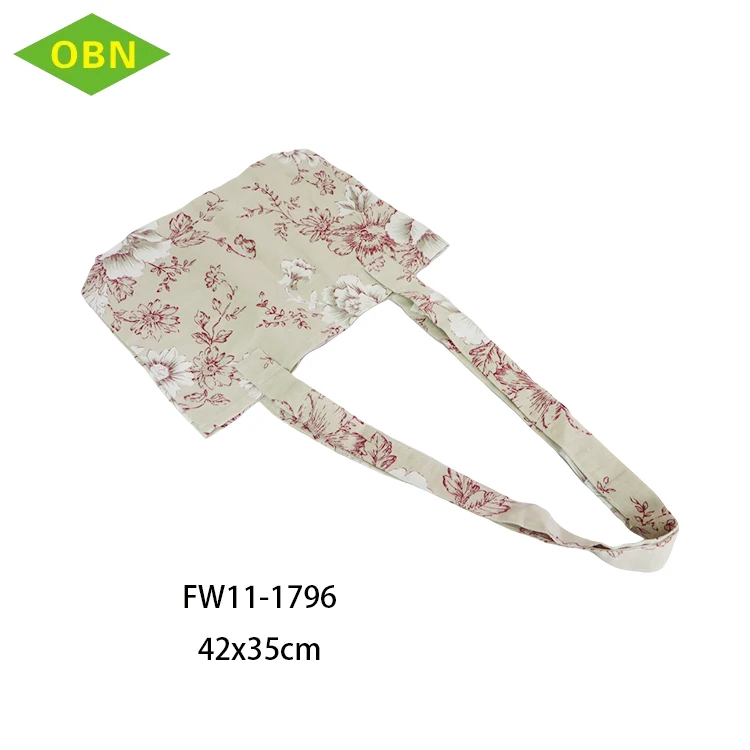 Custom Premium Fashion Ladies Vintage Student Flowers Printing Canvas Tote Bag Cotton Shopping Bag