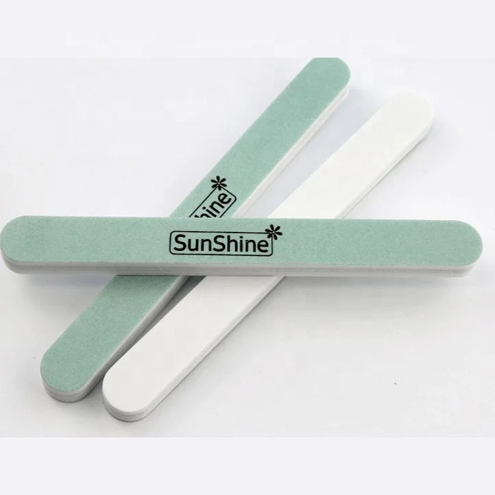 Double-Sided Polished Strip Green White Nail File nail buffer polishing file