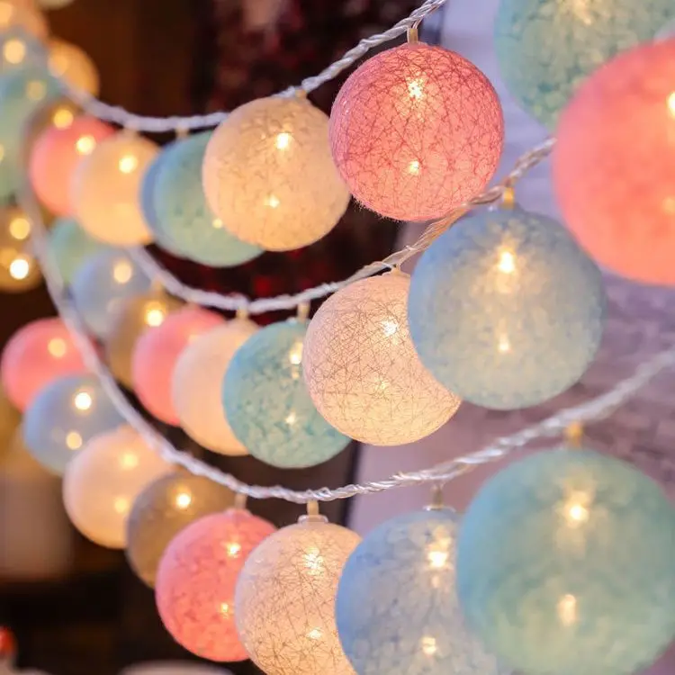 Led 6CM Colorful Cotton Ball String Christmas Holiday Decorative Lights Star Flashing Lights Atmosphere Lights