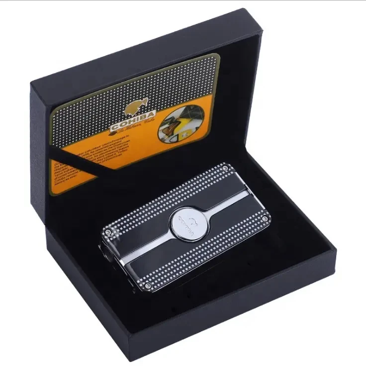 Wholesale Cigar Lighter Custom Logo Refillable Windproof Triple Jet Flame Torch Cigar Lighter Metal Jet Lighter