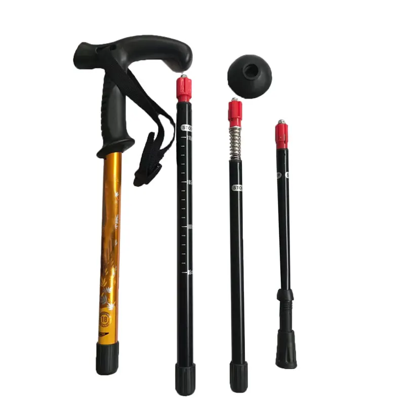 High-strength aluminum alloy curved handle mountain climbing field hiking for the elderly outdoor walking trekking pole