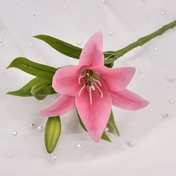 Artificial Plastic Lily Flower Home Decoration Feel Film Photography Wedding Factory Wholesale 3 Mini Single Artificial Lily