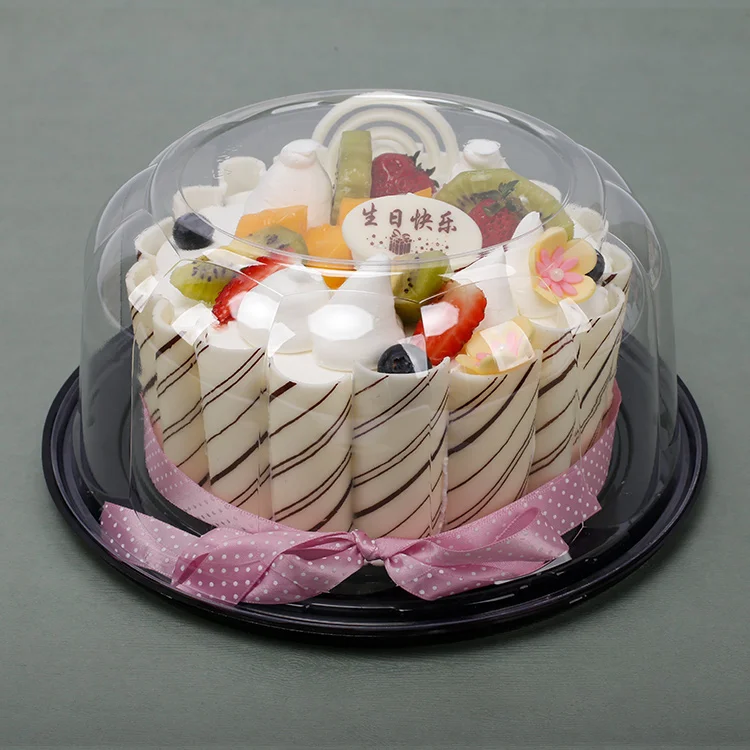 Low Price PET Material Round Plastic Disposable Carriers Cake Containers In Stock Cake Boxes Packaging