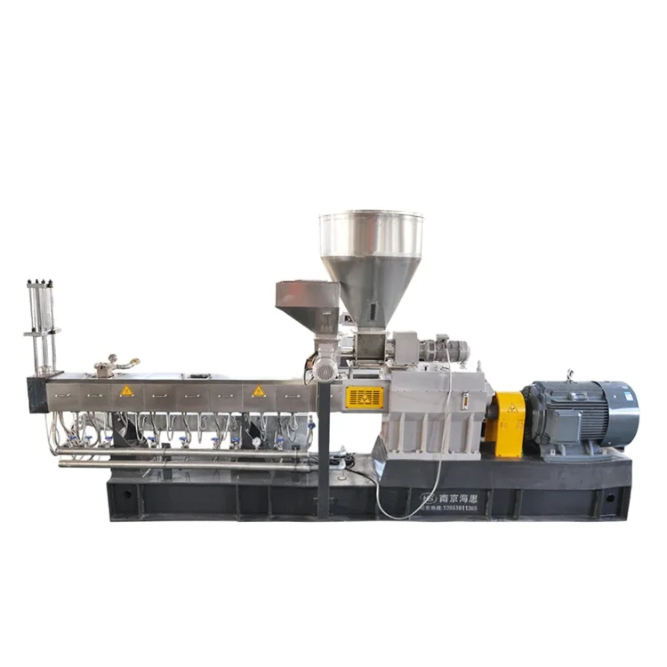 NANJING Parallel Double Screw Hot Melt Adhesive Plastic Thermoplastic Elastomer Granules Extruder Machine for TPR EVA Sole Mater