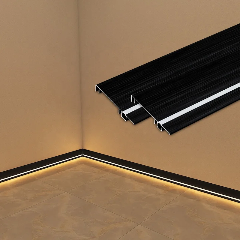 Индивидуальный алюминиевый металлический плинтус со светодиодным слотом напольная плинтус