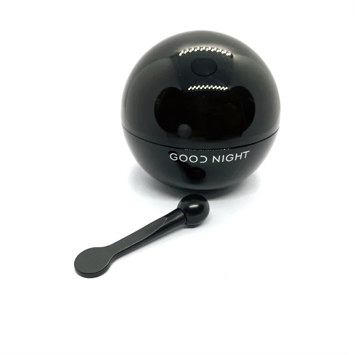 Factory custom black acrylic with spoon cosmetic jars empty acrylic jar with cosmetic spatula round ball shape acrylic jar