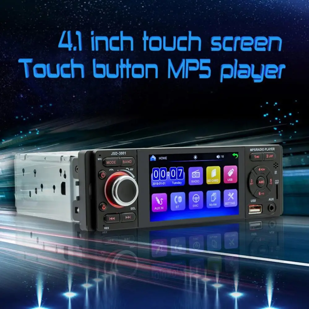 3001 4inch Car MP5 Player Touch Screen Blue-tooth Colorful Lights Multi-media Player for Vehicles U disk card machine 3001