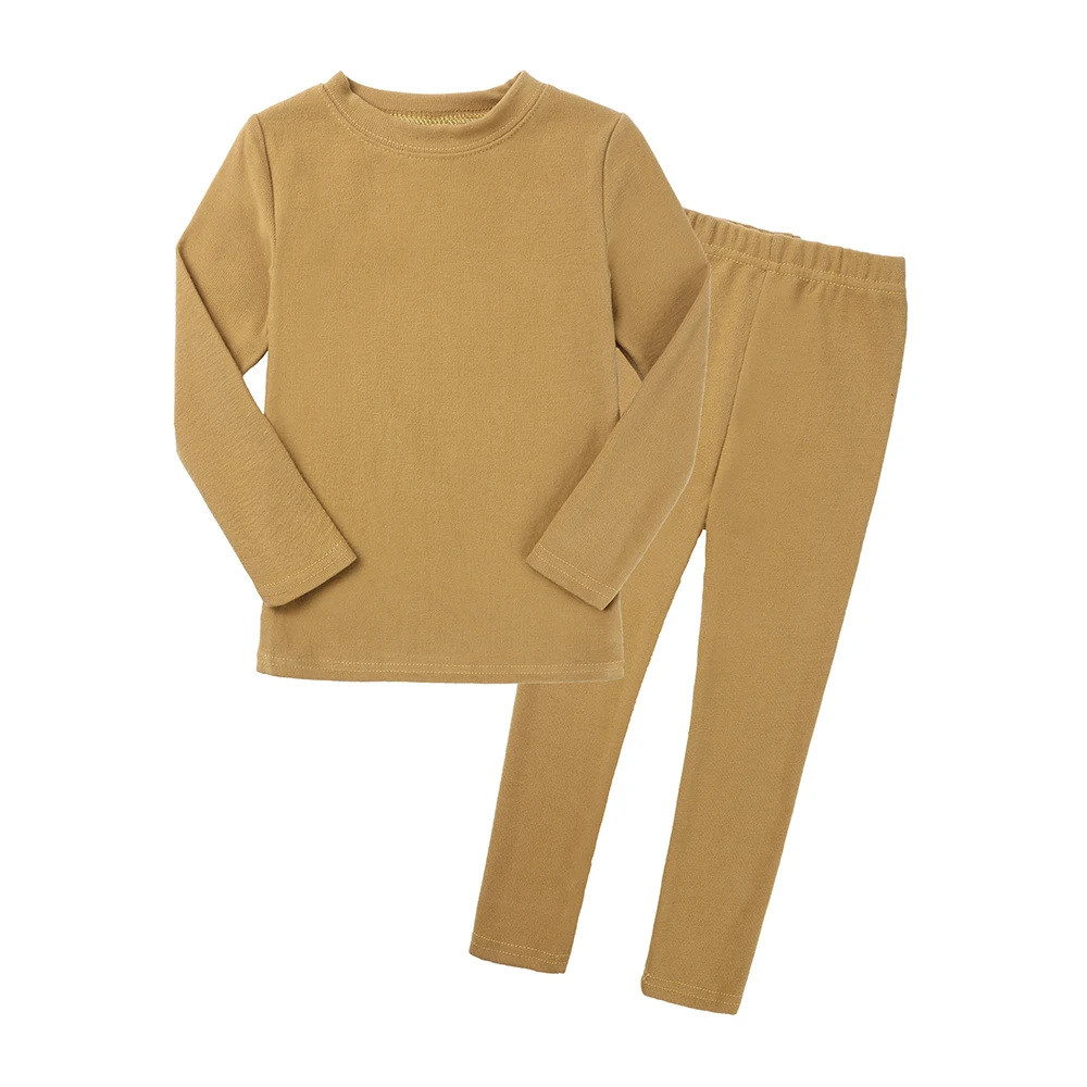 high quality infant kids plain cotton long sleeve sleepwear children nightwear sets baby boys girls pajamas