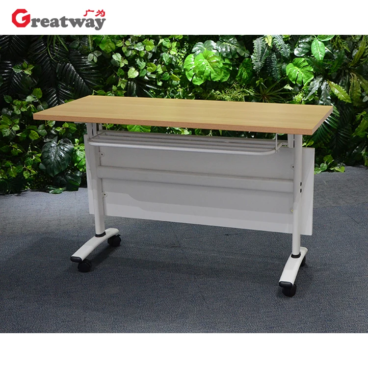 Colour style metal frame foldable training table with wheels