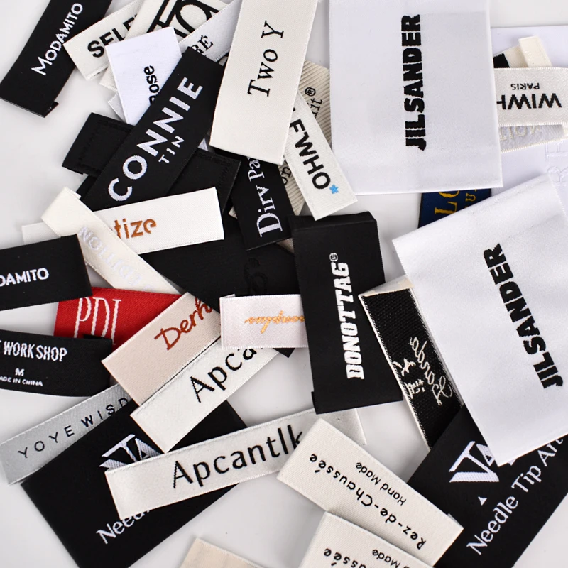 Custom Clothing Woven Label Durable Polyester End Fold Neck Labels for Garments for Shoes and Bags woven labels