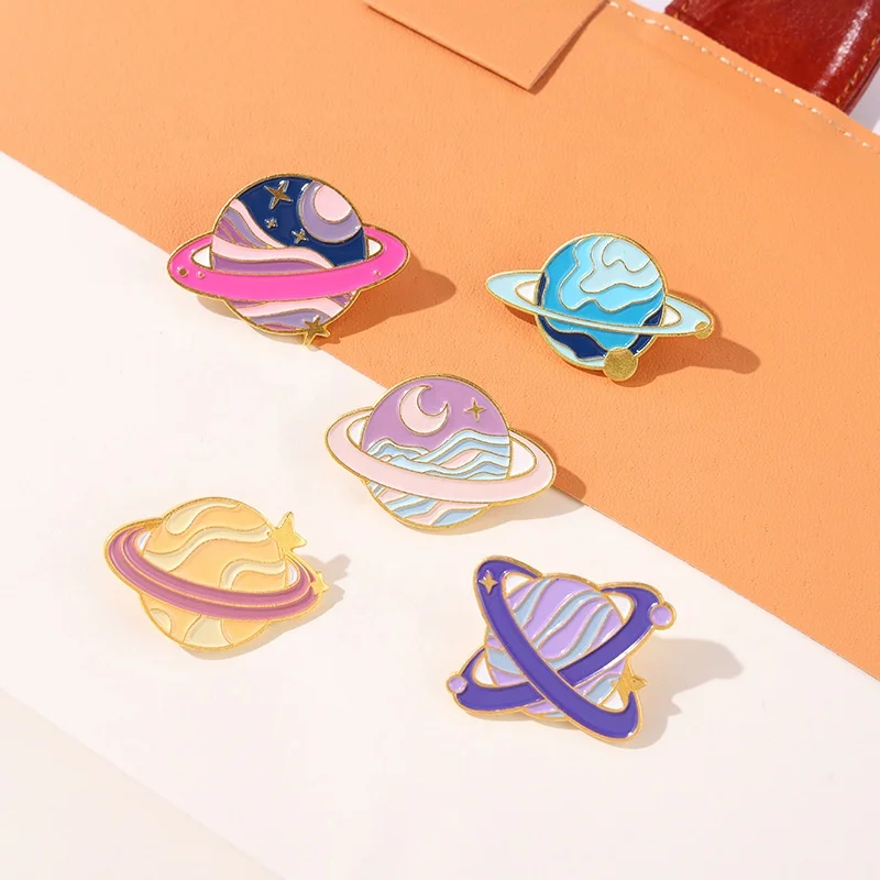 Macaron Color Planet Enamel Pin Space Metal Badge Brooch Pins Factory Stock Mix Style For Backpacks Jeans Bag Accessories