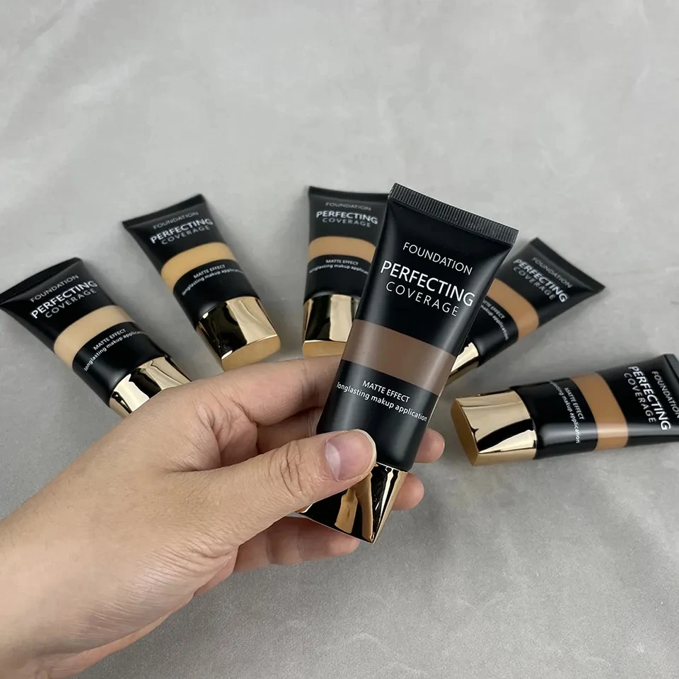 Soft packaging makeup foundation cheap on shipping high quality waterproof matte organic vegan liquid foundation
