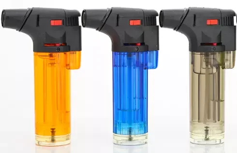 torch flame electric jet transparent refillable butane cigarette lighter