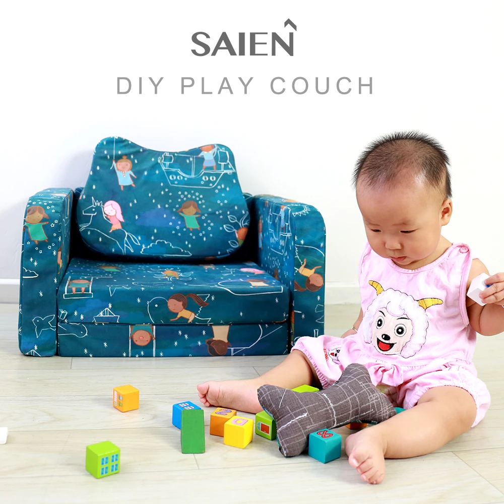 SAIEN Comfortable Kids Cartoon Sofa Mini Baby Chair DIY Modular Sectional Play Couch