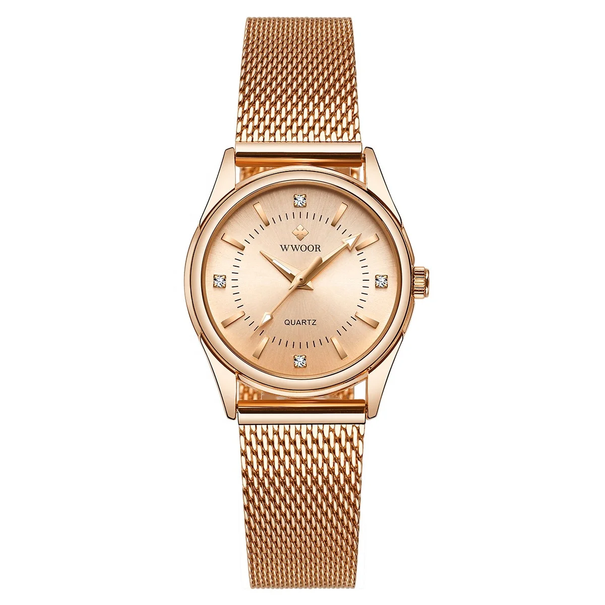 2021 горячая Распродажа, женские часы-браслет, роскошные Брендовые женские часы, часы со стальной сеткой, повседневные кварцевые наручные часы розового золота