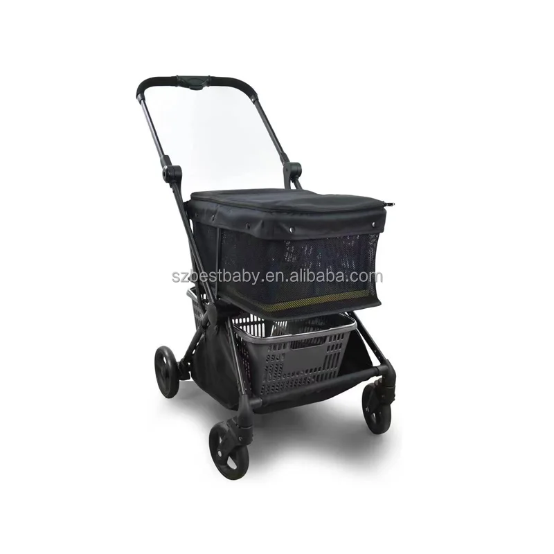 Складная легкая портативная продуктовая тележка с поворотными колесами