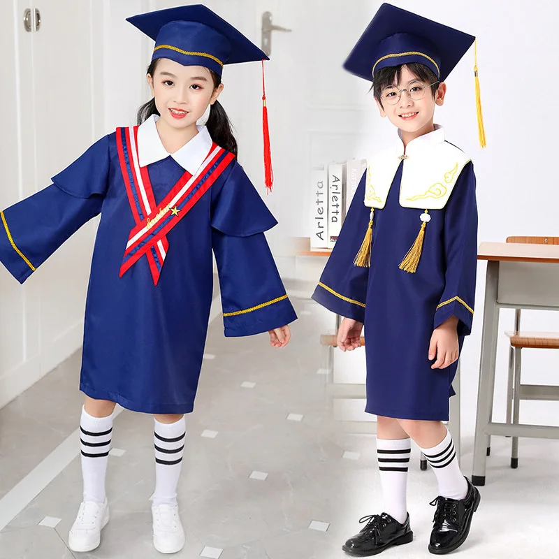 New kindergarten bachelor dress children doctor dress cap graduation photo clothing primary school children graduation dress