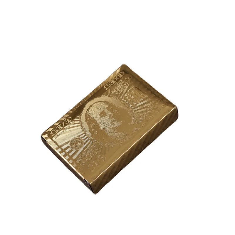 Креативный магнат Золотой металлический парк ПВХ пластиковые игральные карты в покер настраиваемые с золотой фольгой на выпускной и День благодарения