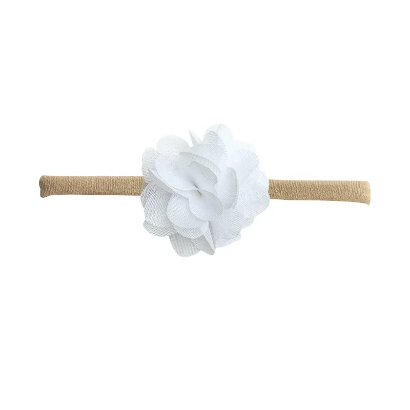 E-Magic wholesale eco friendly baby girls nylon elastic headband soft flower hair band for toddler Infant newborn set