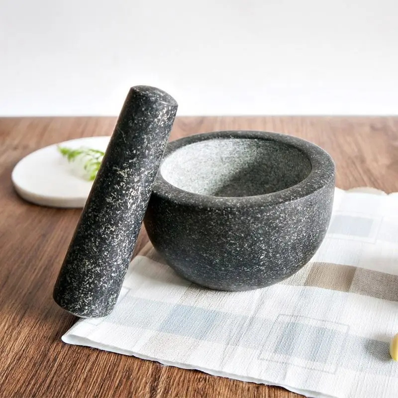 Professional Wholesale Solid Stone Granite Mortar & Pestle Set For Spices Seasonings Pastes And Guacamole
