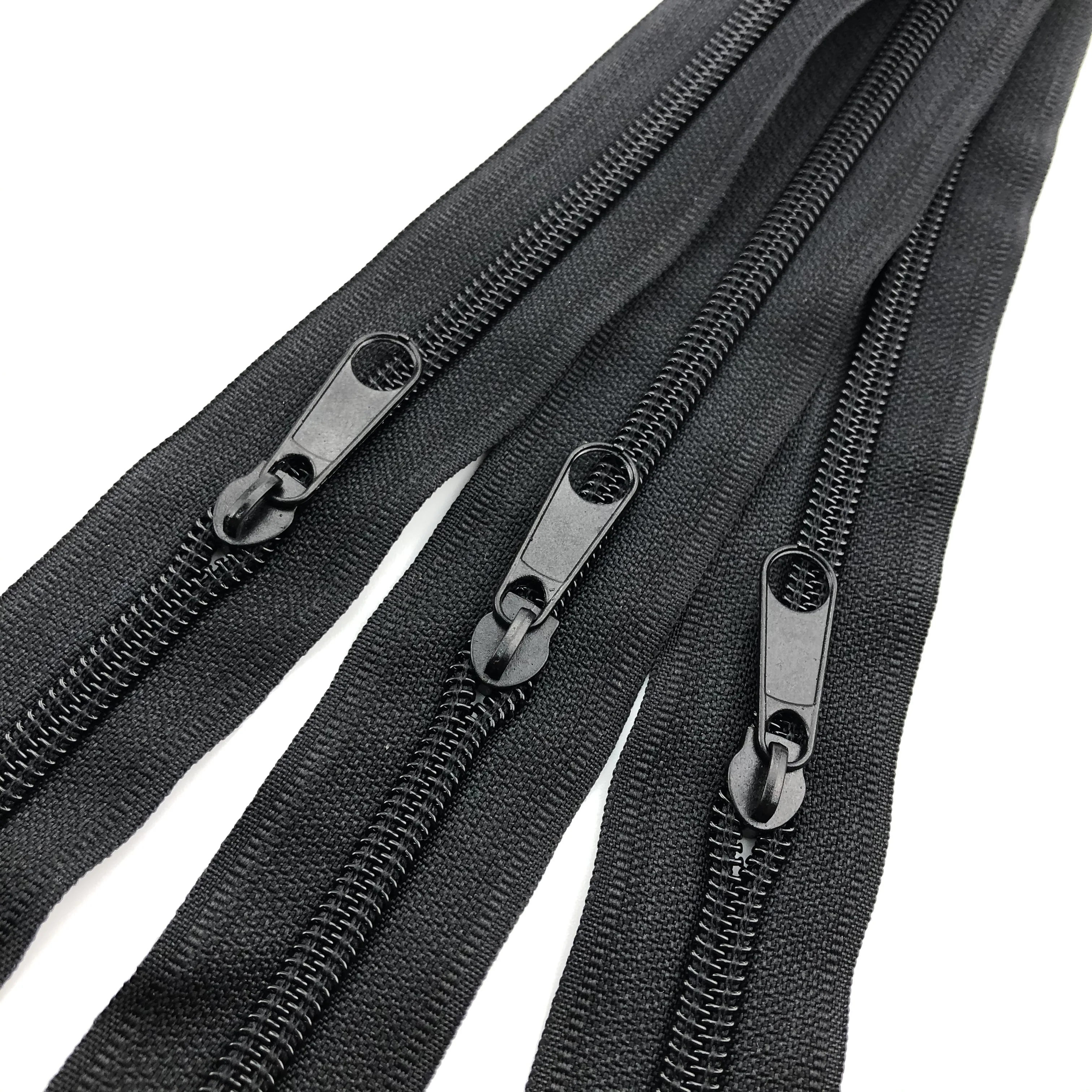 Factory high quality 10# code zipper black nylon long zipper for tent for bags