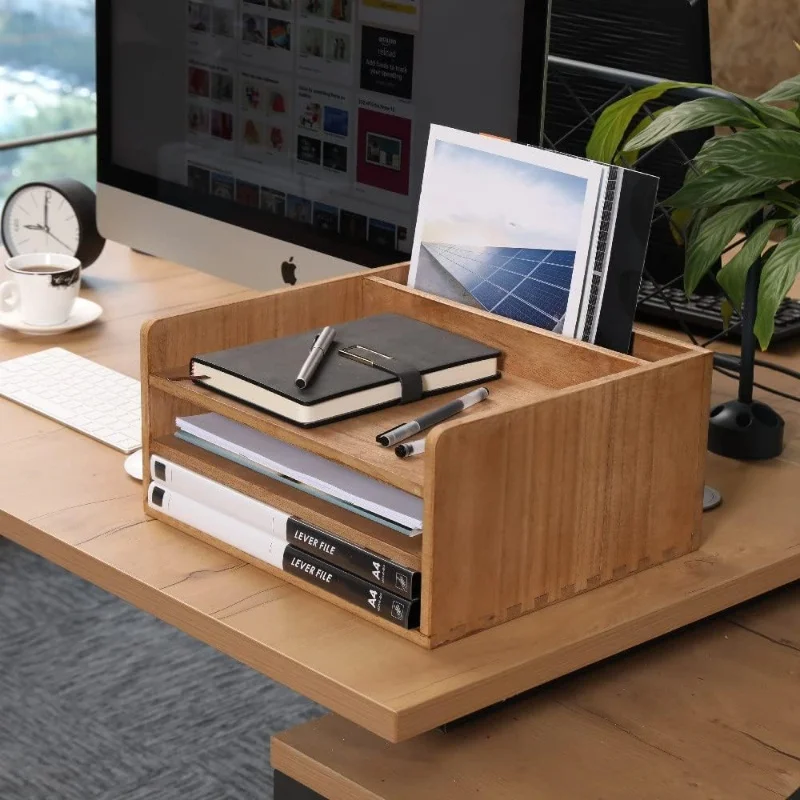 Accept OEM ODM Custom Order Wooden Bamboo Office Desk Multi-layer File Storage Cabinet For Storaging Office Supplies Stationery