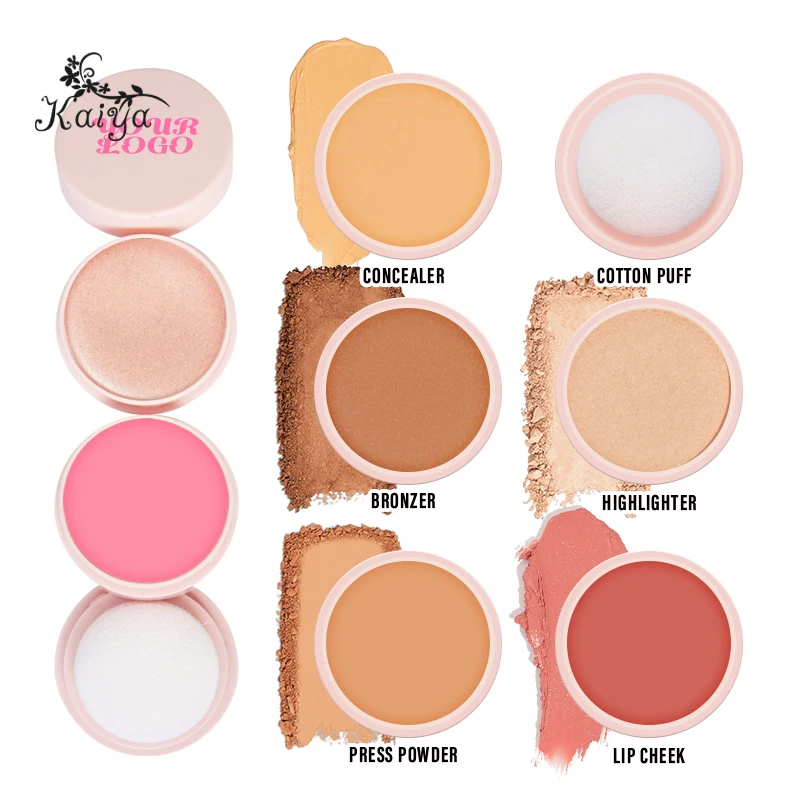 Brand Customization All In One Stackable Beauty Gift Kit Setting Powder Concealer Blusher Highlighter Bronzer Face Makeup Sets